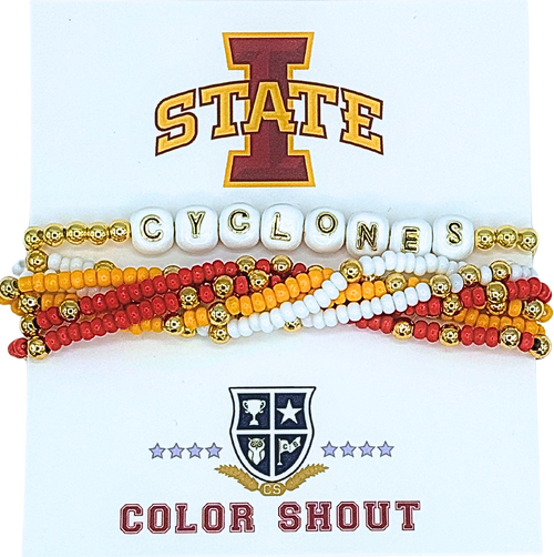 Color Shout Iowa State Lucky 7 Bracelet Set In Gold
