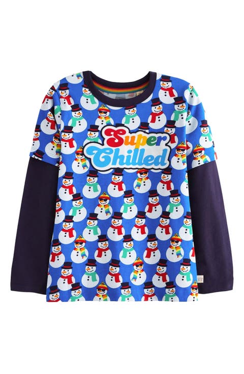 Kid's Super Chilled Snowman Print Cotton Sweatshirt (Little Kid)