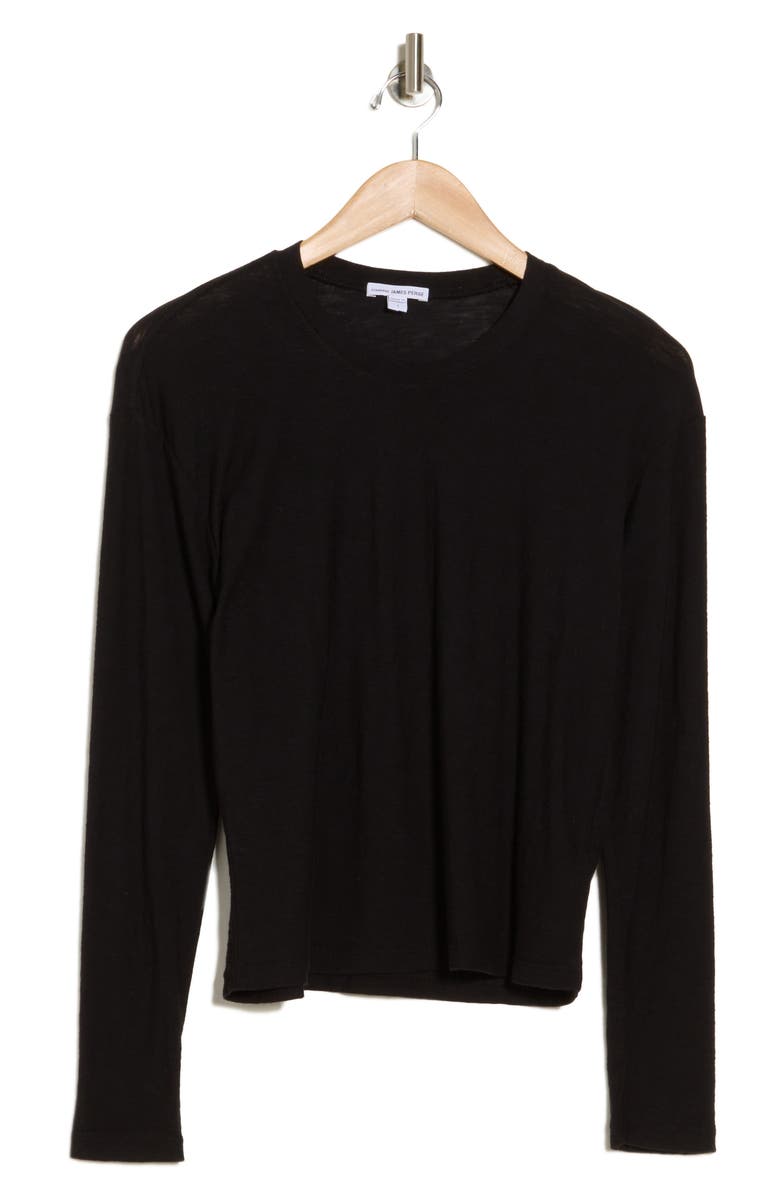 James Perse Boxy Long Sleeve T-Shirt, Alternate, color, Black