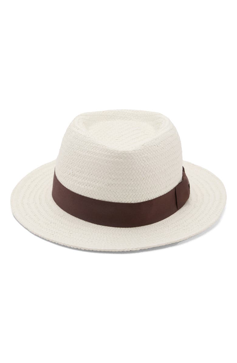MANGO Woven Straw Fedora, Alternate, color, Off White