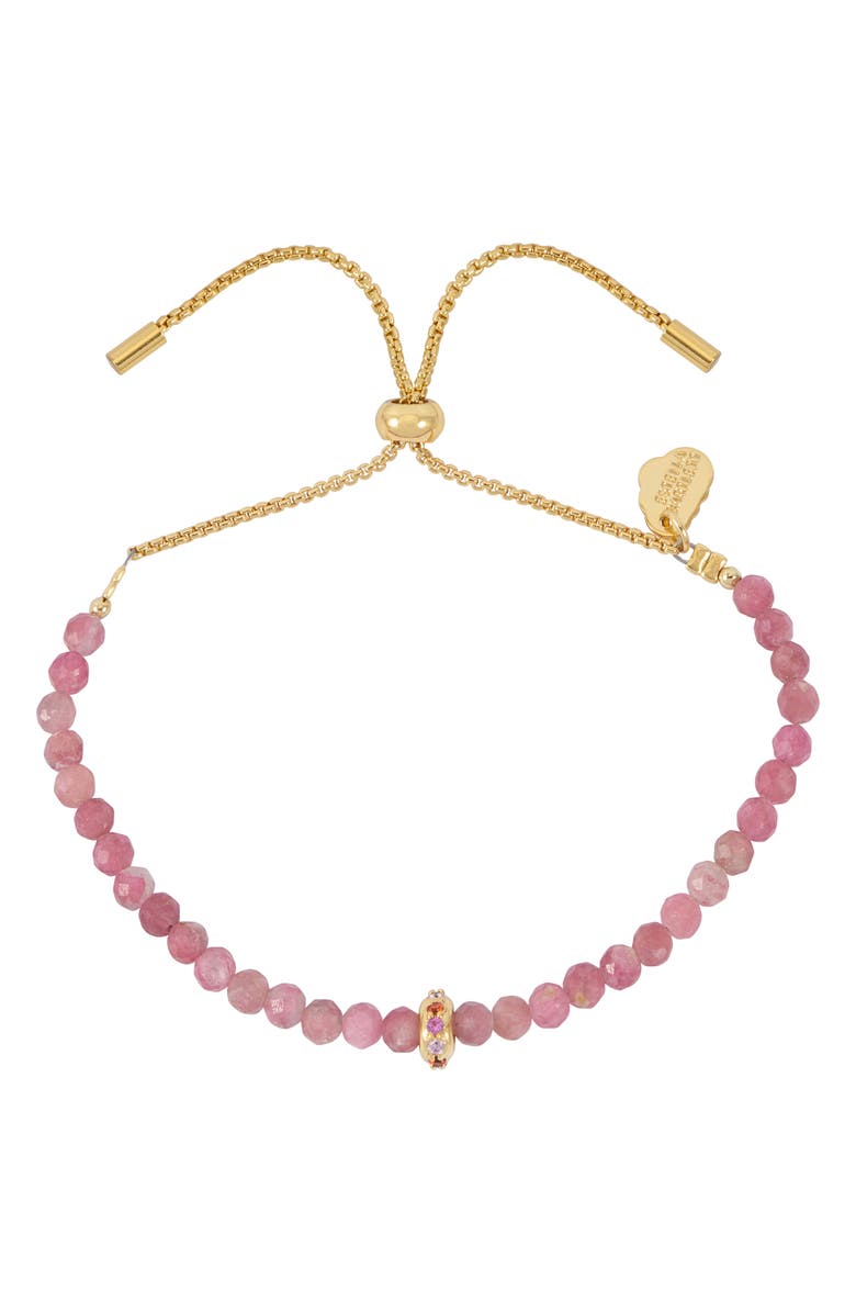 Estella Bartlett Amelia Pink Tourmaline Slide Bracelet, Main, color, Gold