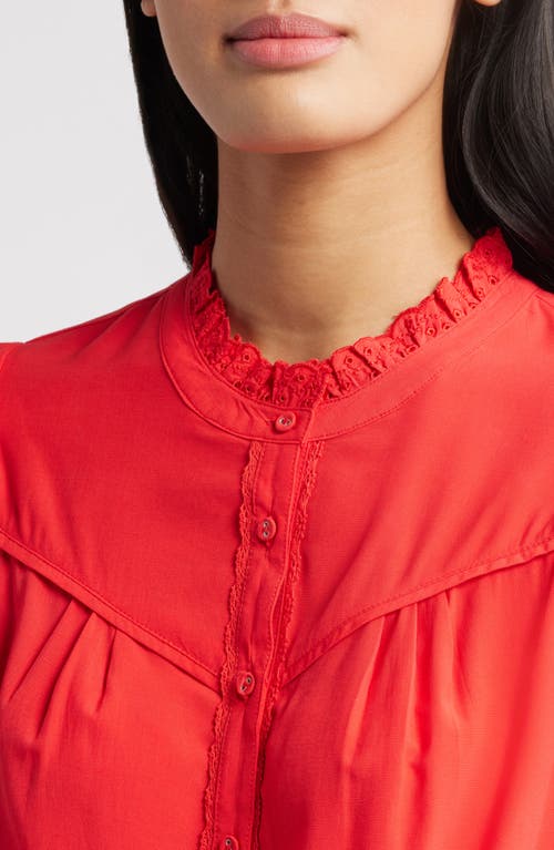 Wit & Wisdom Eyelet Accent Top In Poppy Red