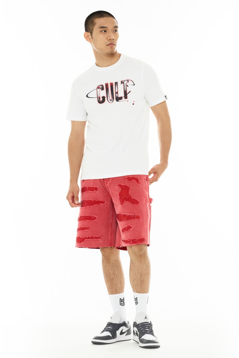 Grunge Carpenter Denim Shorts, Alternate, color, RED CANVAS