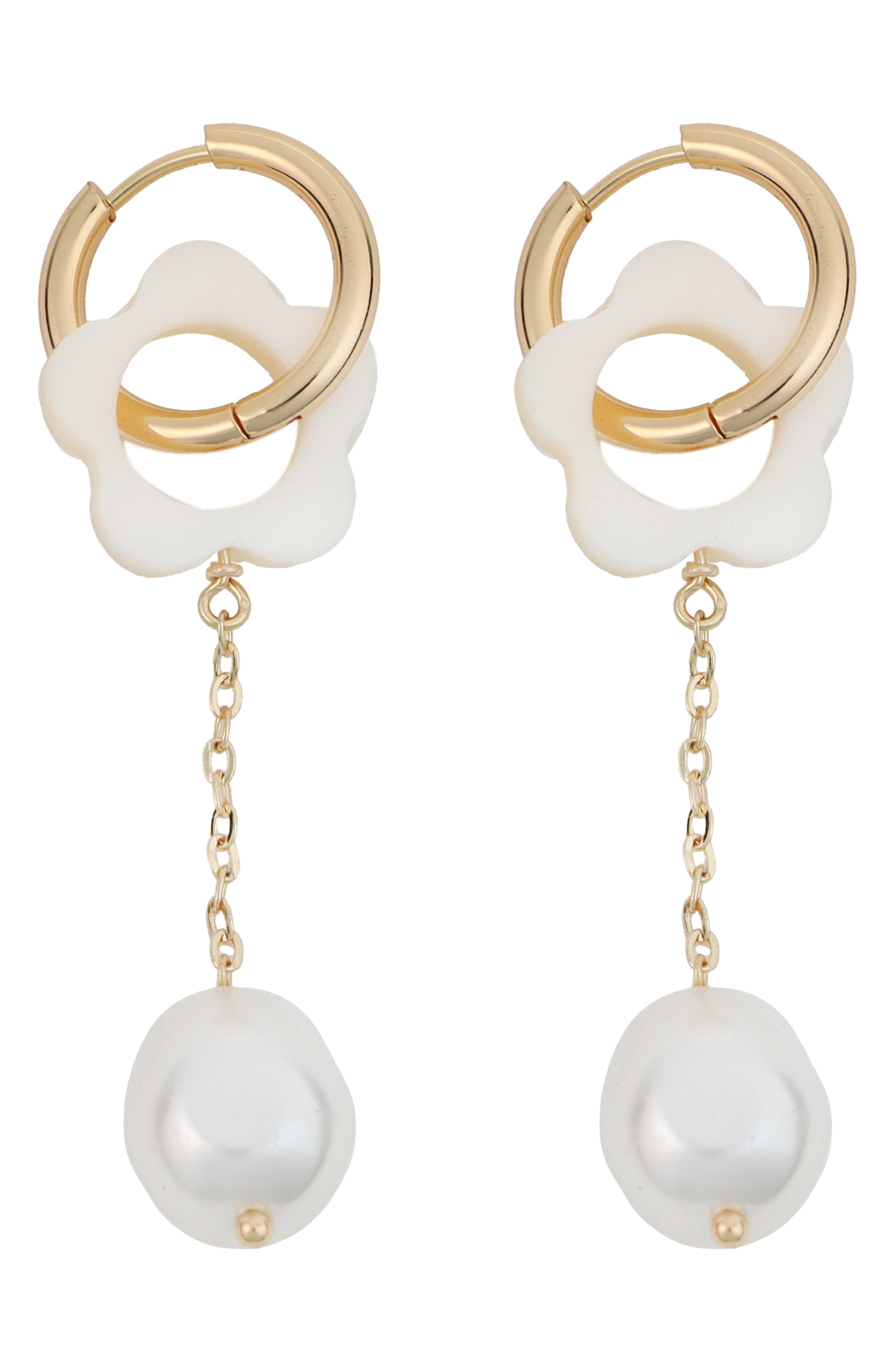 Panacea Flower Cultured Pearl Drop Earrings