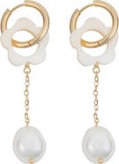 Panacea Flower Cultured Pearl Drop Earrings