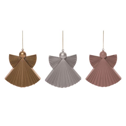 Resin Metallic Faux Paper Fold Ornament Set of Christmas Decor