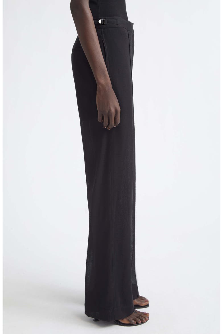 Eran Pintuck Sheer Wool Pants, Alternate, color, BLACK