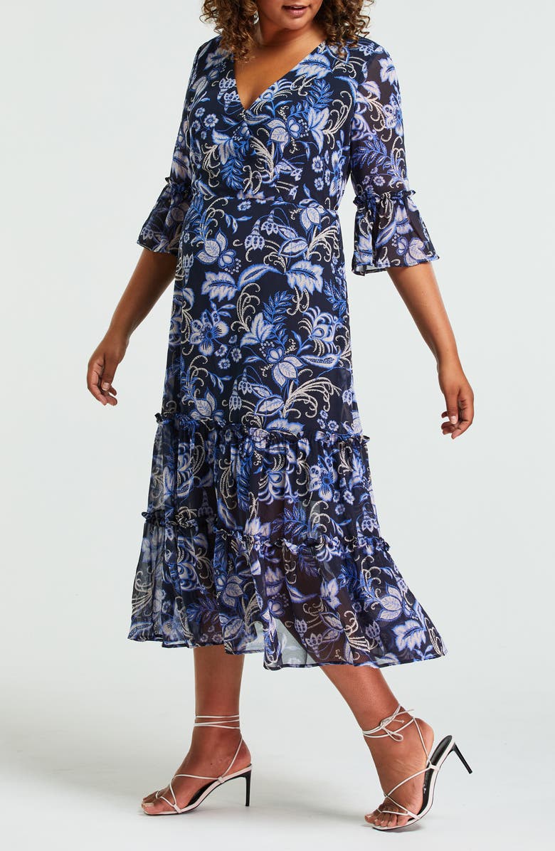 Estelle Siena Chintz Floral Midi Dress, Alternate, color, 