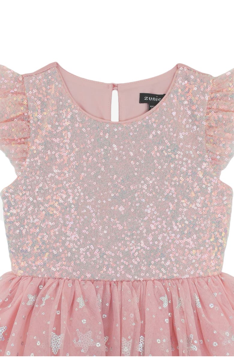 Zunie Kids' Sequin Star Party Dress, Alternate, color, Blush