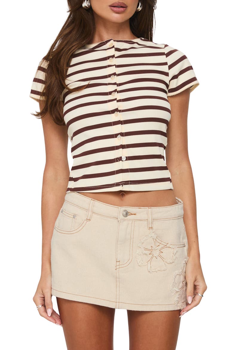 Daisee Low Rise Denim Miniskort, Main, color, CREAM