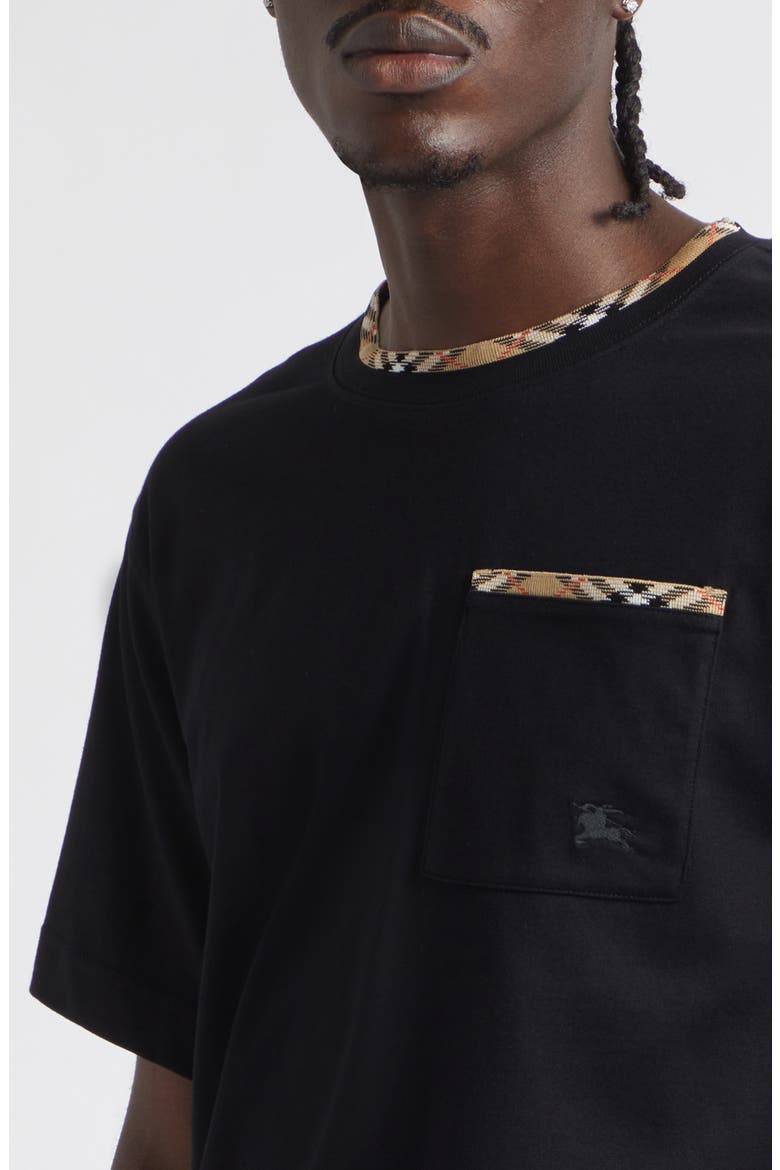 Ryan Check Trim Pocket T-Shirt, Alternate, color, BLACK