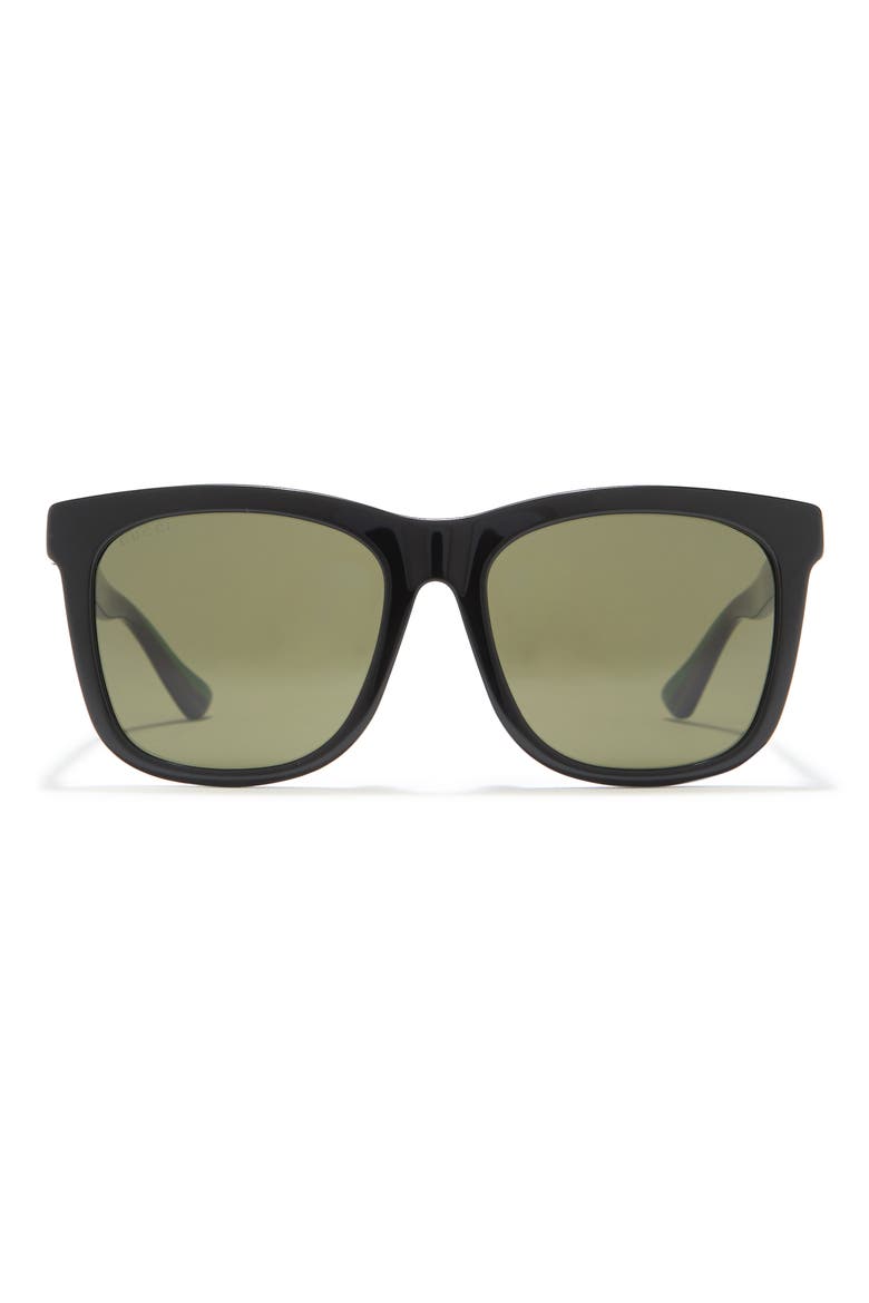 56mm Square Sunglasses, Main, color, BLACK GREEN GREEN