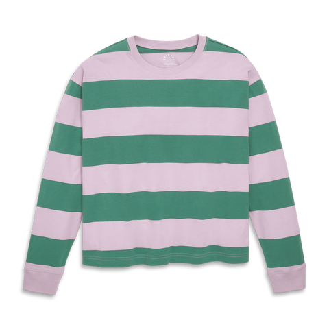 Women's Fit Long Sleeve Relaxed Tee In Rugby Stripe