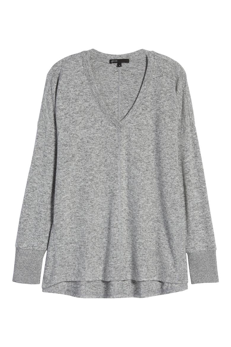 Cozy V-Neck Tunic, Alternate, color, HEATHER GREY