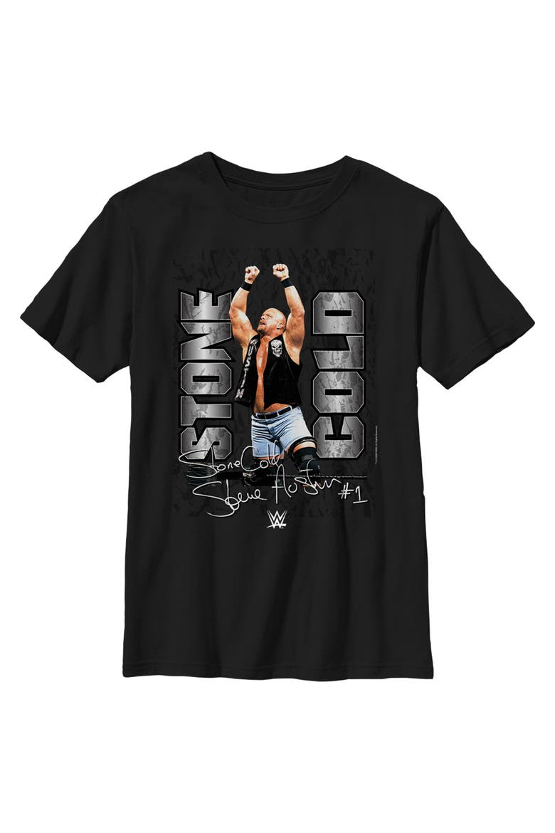 Boy's WWE Stone Cold Steve Austin Signature Photo  Graphic T-Shirt, Main, color, Black