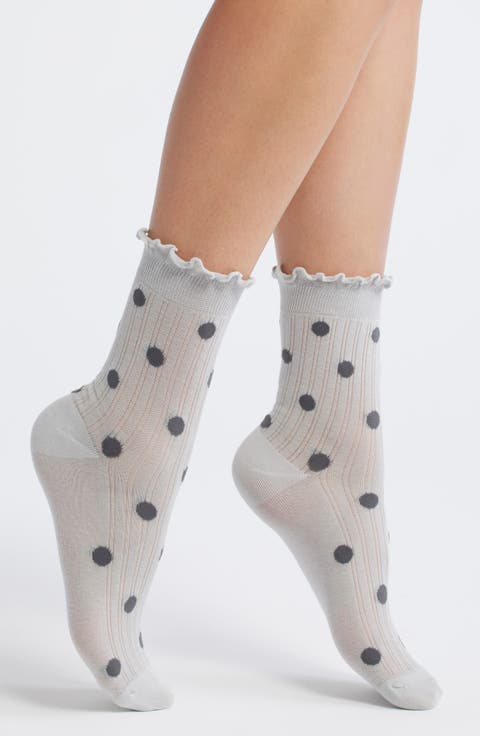 Claire Polka Dot Lettuce Edge Ankle Socks