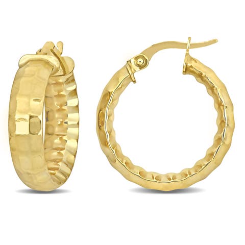 Faceted Hoop Earrings 14k Yellow Gold