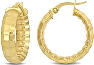 Julianna B. Faceted Hoop Earrings 14k Yellow Gold