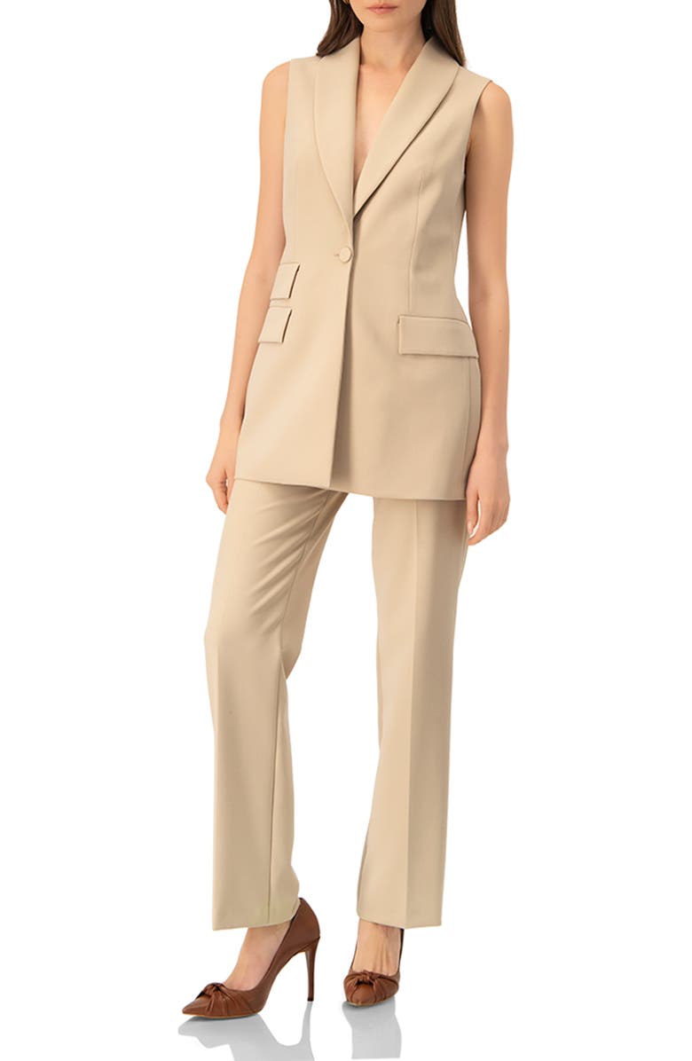 IVONNE Beige Tailored Trousers, Alternate, color, Beige