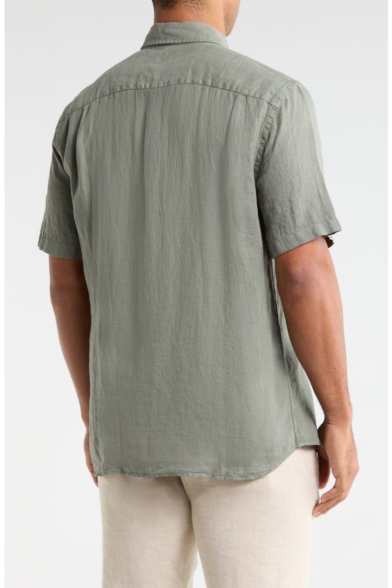 Laguna Short Sleeve Linen Button-Down Shirt, Alternate, color, SPRUCE