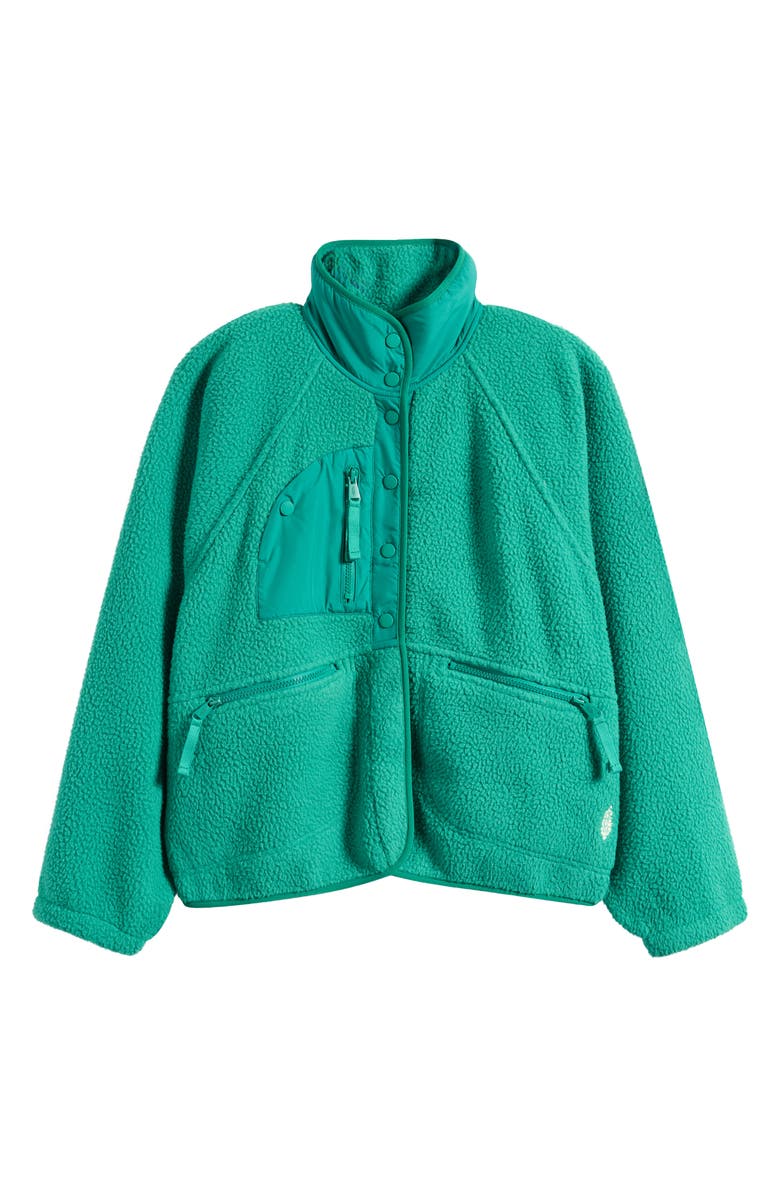 Free People FP Movement Hit the Slopes Fleece Jacket, Alternate, color, Green Glow