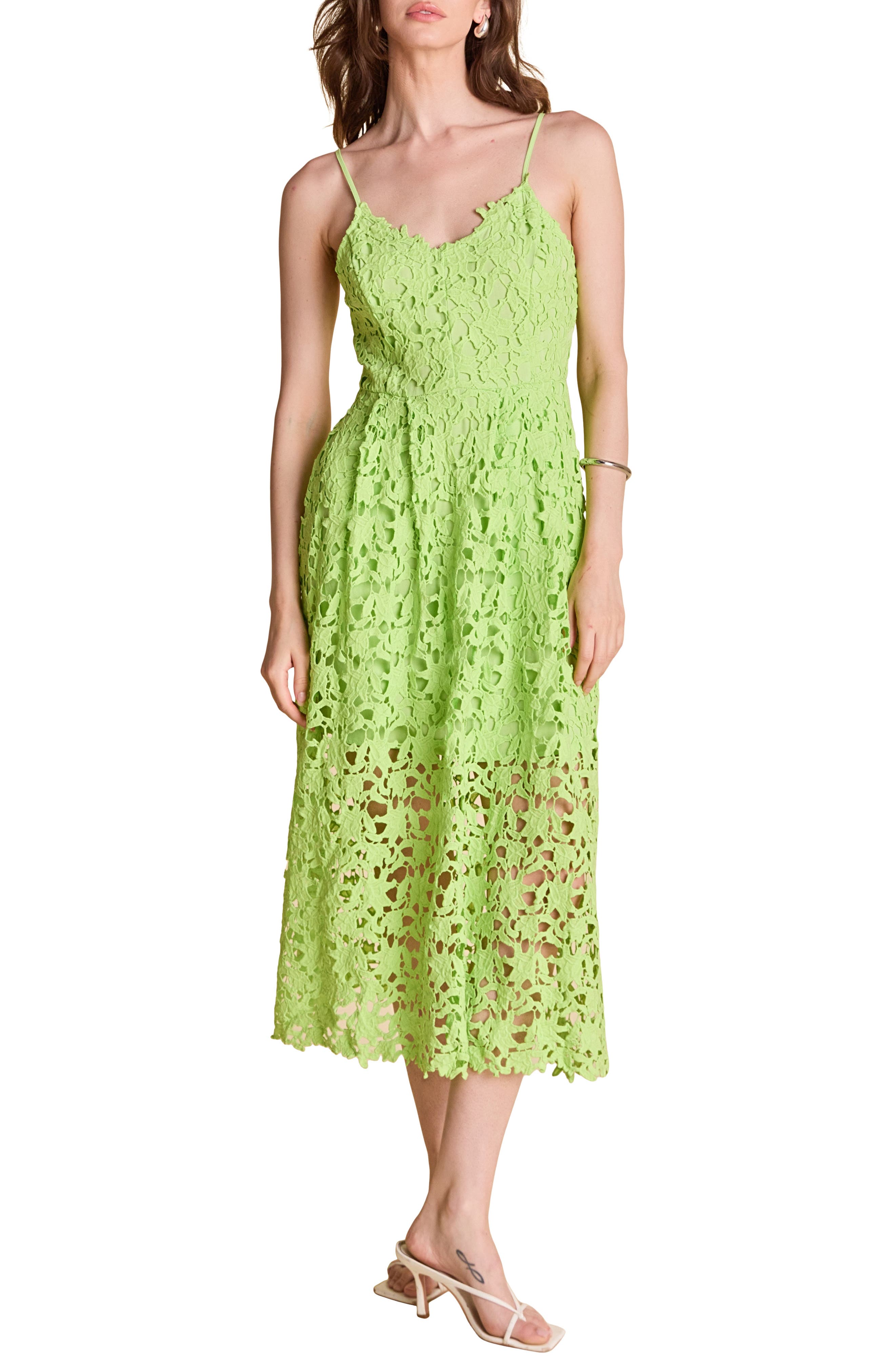 Lace Spaghetti Strap Midi Dress - image 5
