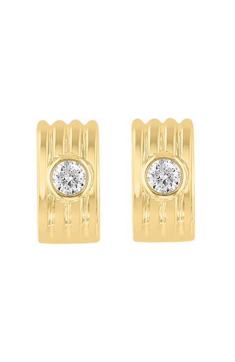 Diamond Medallion Hoop Earrings in 14K Yellow Gold