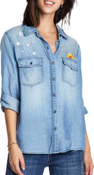 Billy T Hello Sunshine Embroidered Button-Up Shirt