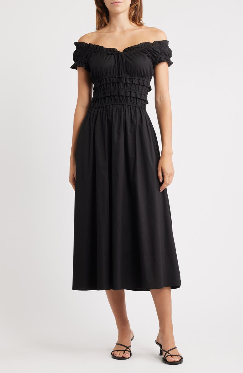Sunday Ritual Off the Shoulder Poplin Maxi Dress, Main, color, 