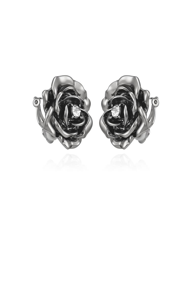 Flower Stud Earrings, Alternate, color, Silver
