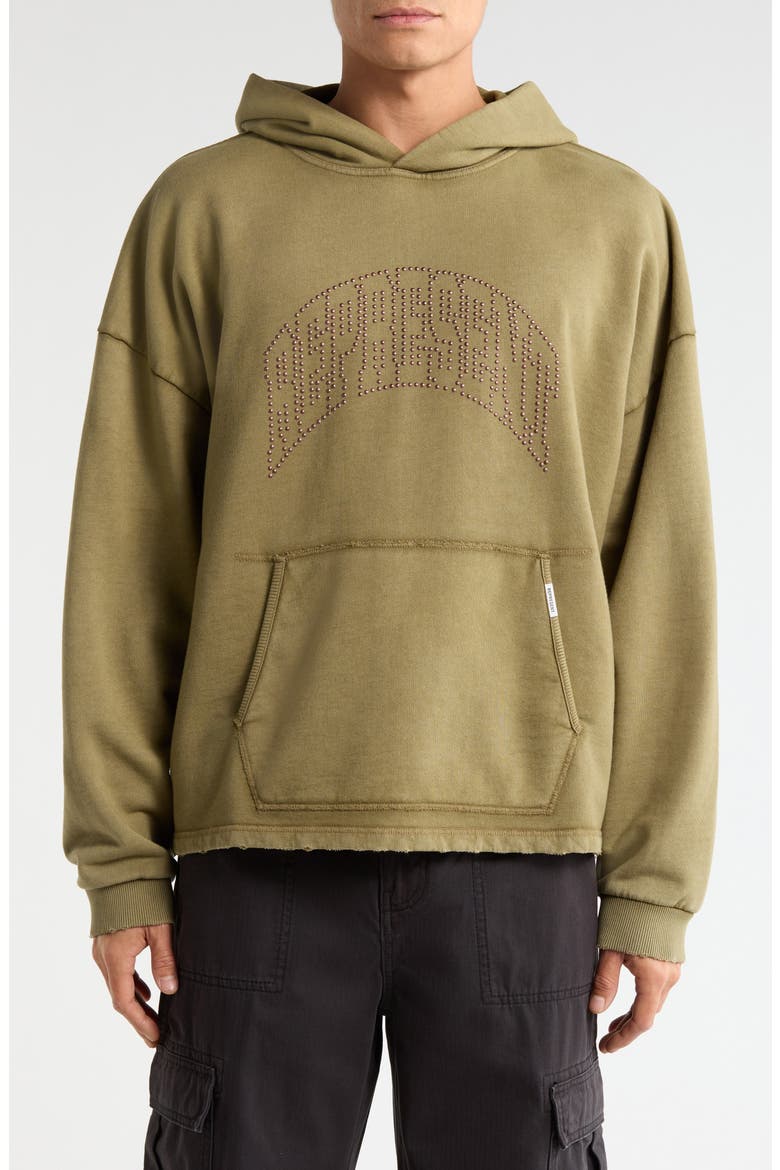 Beaded Logo Cotton Hoodie, Main, color, VINTAGE KHAKI