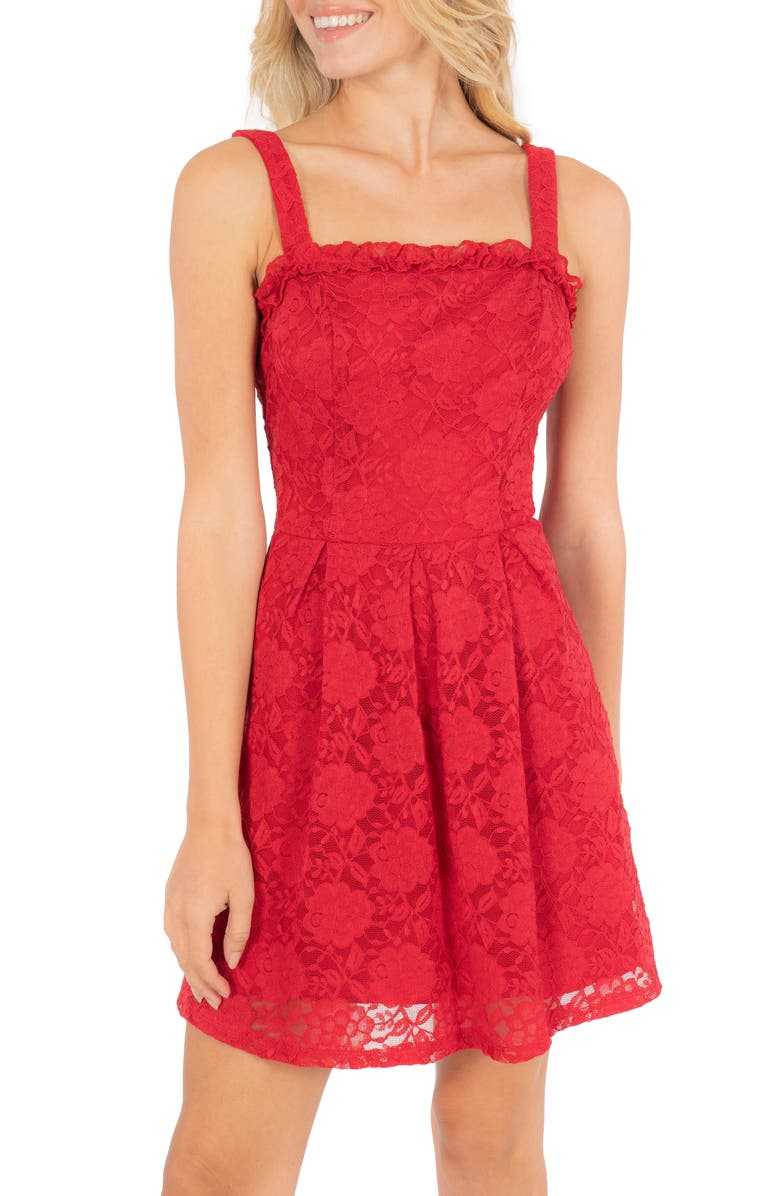 Speechless Ruffle Trim Pleated Minidress, Main, color, 