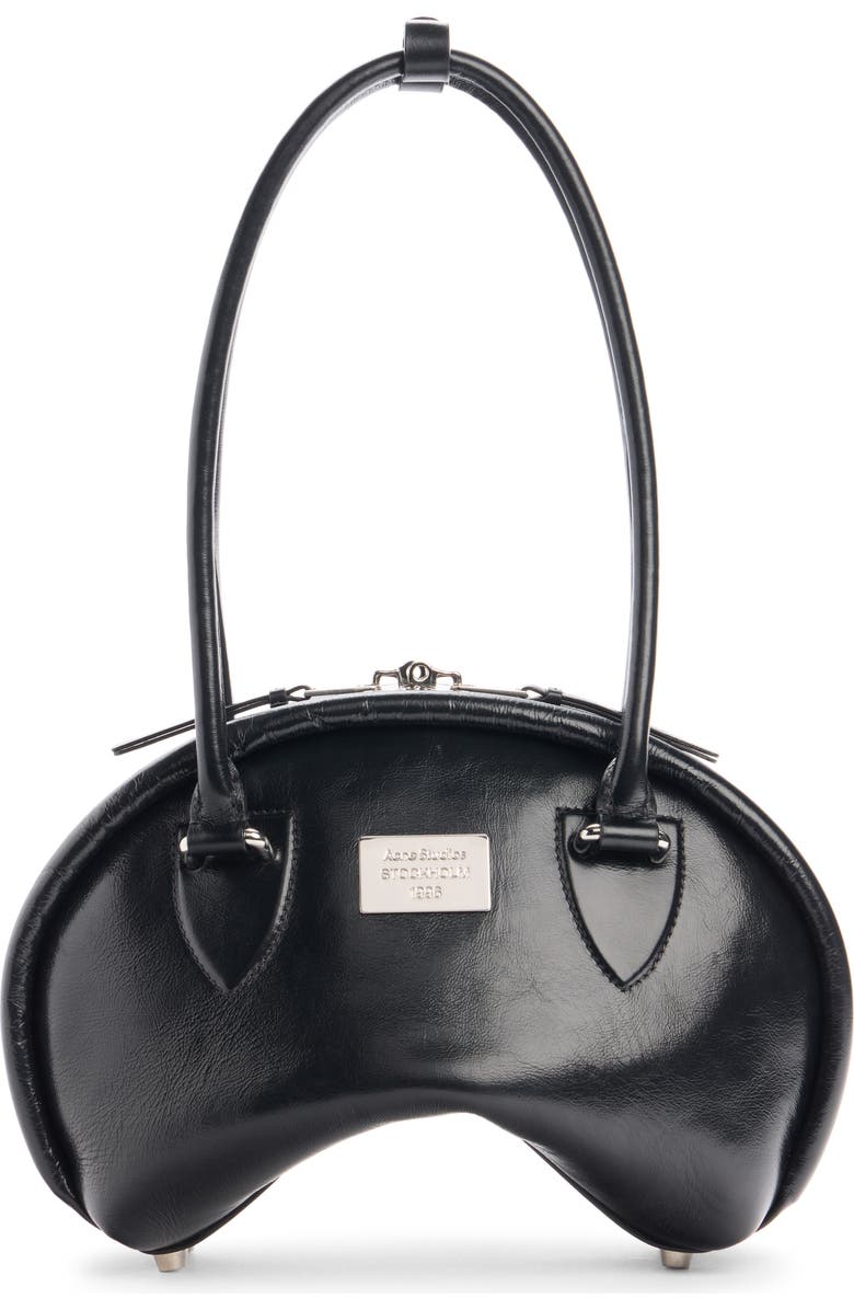 Acne Studios Small Bowlina Leather Shoulder Bag, Main, color, Black