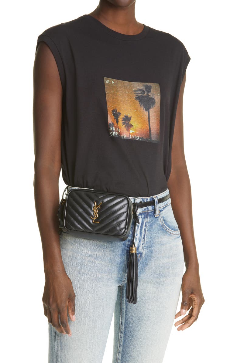 Saint Laurent Lou Matelassé Leather Belt Bag, Alternate, color,