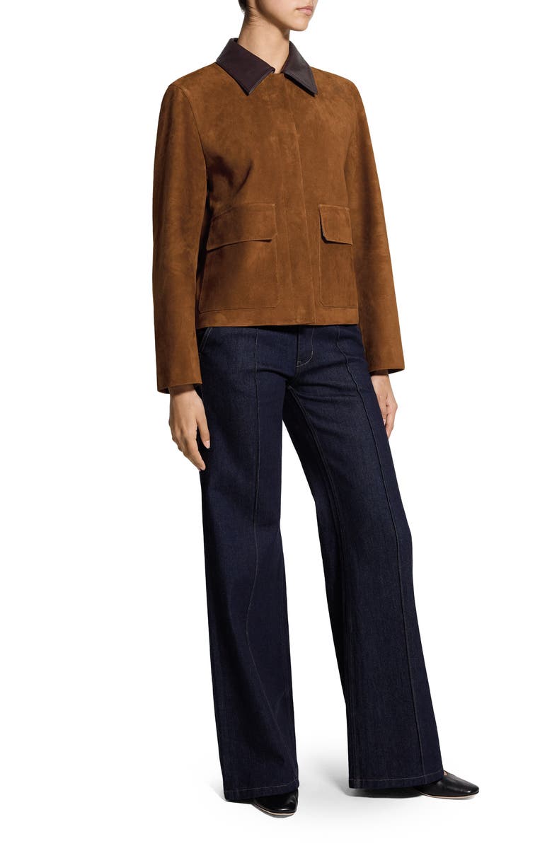 Theory Boxy Suede & Leather Jacket, Alternate, color, Tan - E0l
