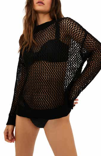 Beach Riot Hilary Long Sleeve Open Knit Cover-Up Sweater Tunic