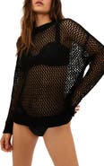 Beach Riot Hilary Long Sleeve Open Knit Cover-Up Sweater Tunic