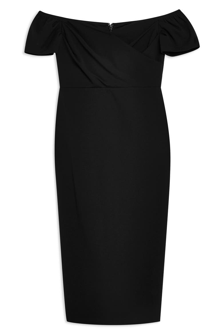 Off the Shoulder Wrap Midi Dress, Alternate, color, BLACK