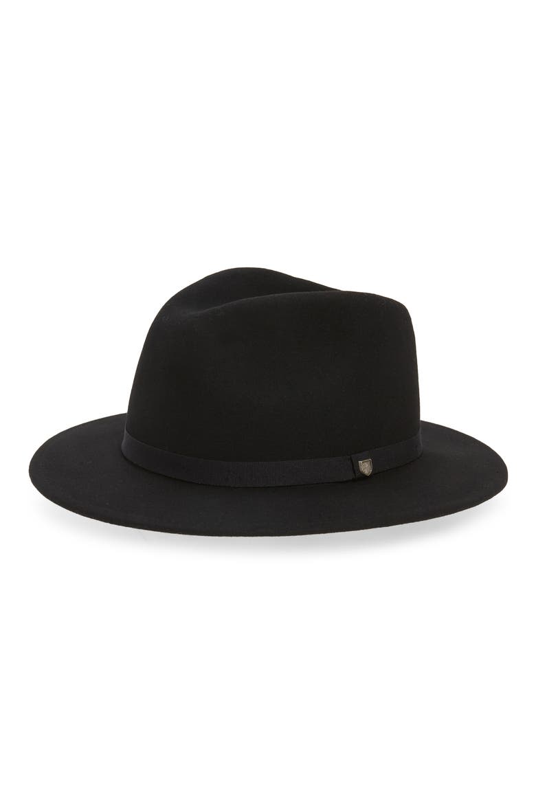 Messer Packable Wool Fedora, Main, color, BLACK/BLACK