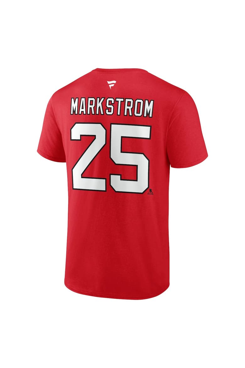 Men's Fanatics Jacob Markstrom Red New Jersey Devils Authentic Stack Name & Number T-Shirt, Alternate, color, Red
