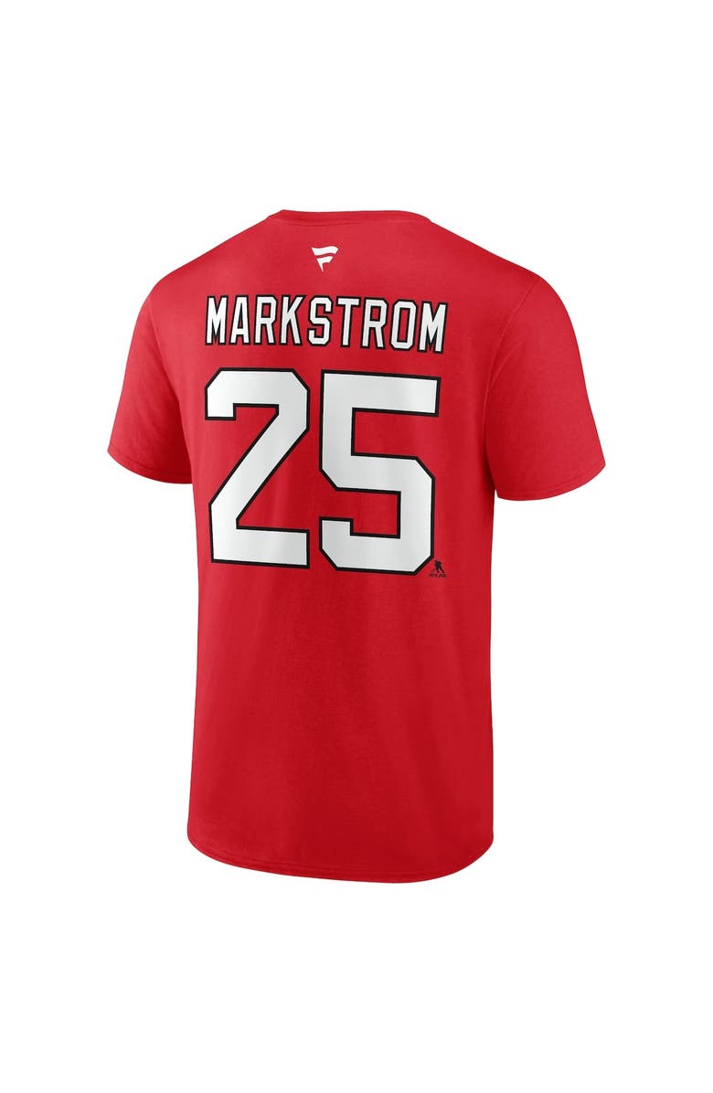 FANATICS Men's Fanatics Jacob Markstrom Red New Jersey Devils Authentic Stack Name & Number T-Shirt, Alternate, color, Red