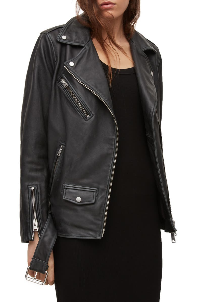 AllSaints Billie Leather Biker Jacket, Main, color, 