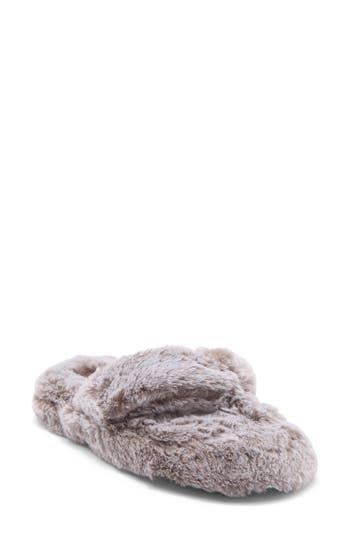 Rachel Roy Faux Fur Slipper In Gray