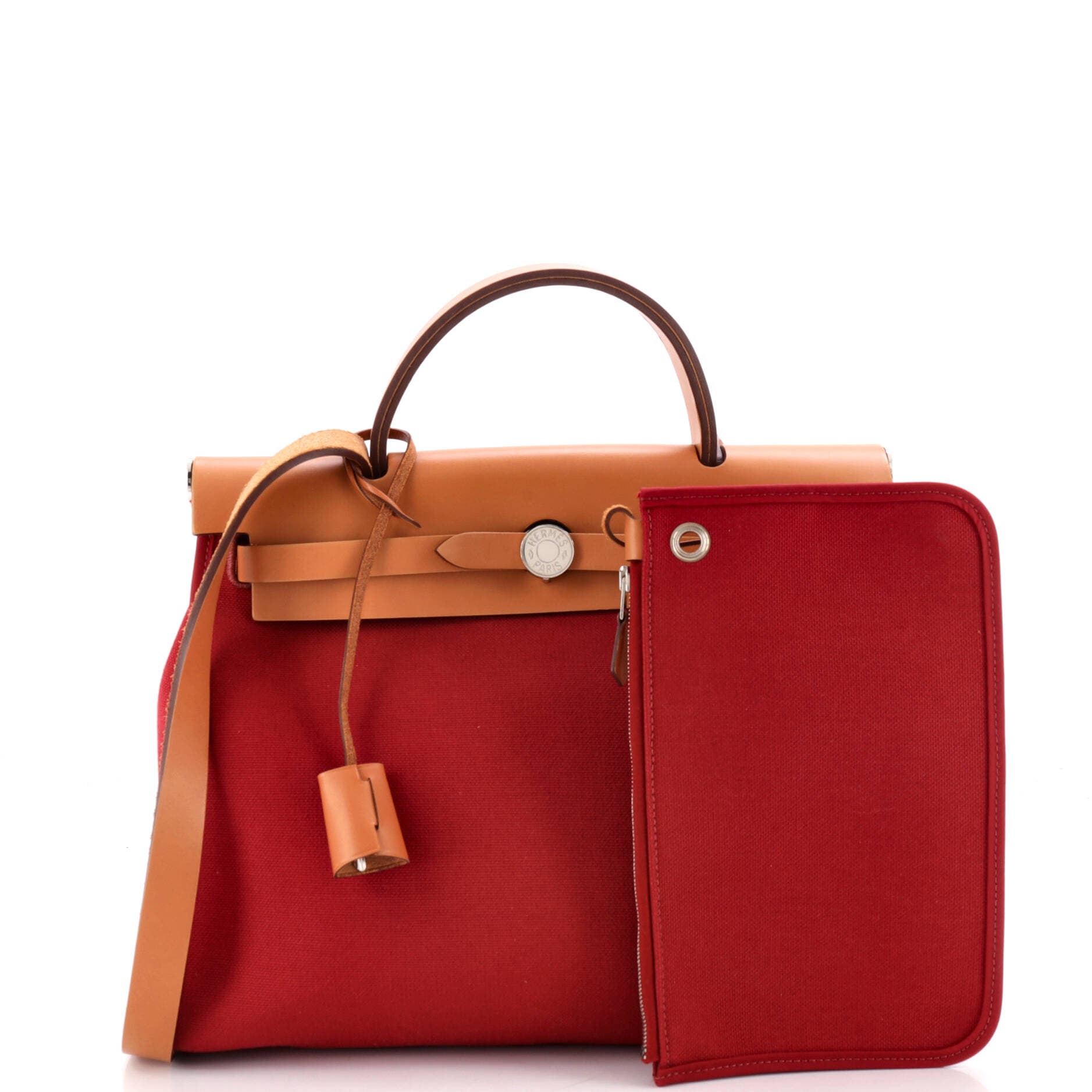Herbag Zip Leather and Toile 31, Alternate, color, Red