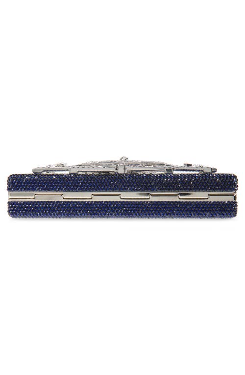 Judith Leiber Couture Lillian Sleek Crystal Embellished Clutch In Silver Dark Indigo Multi