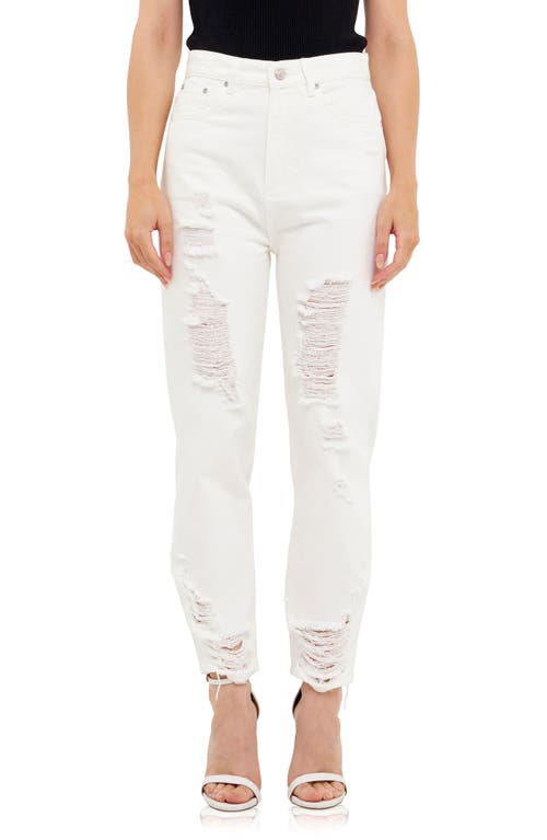 Grey Lab Ripped Straight Leg Nonstretch Jeans in White 