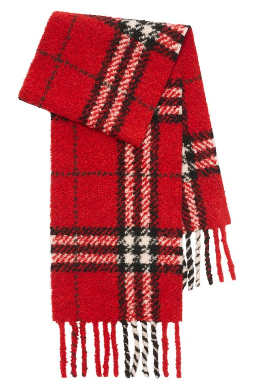 Burberry Check Alpaca Wool Blend Bouclé Scarf In Red