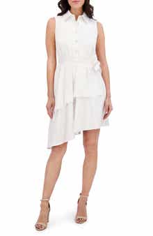 Kensie Sleeveless Asymmetric Hem Shirtdress