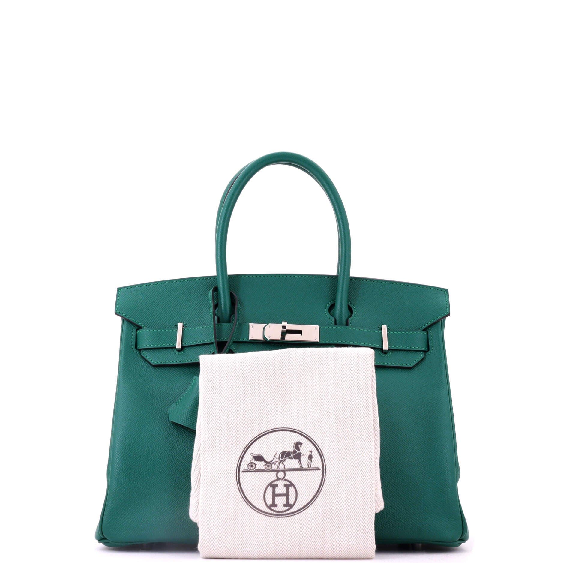 Birkin Handbag Green Epsom with Palladium Hardware 30, Alternate, color, Green