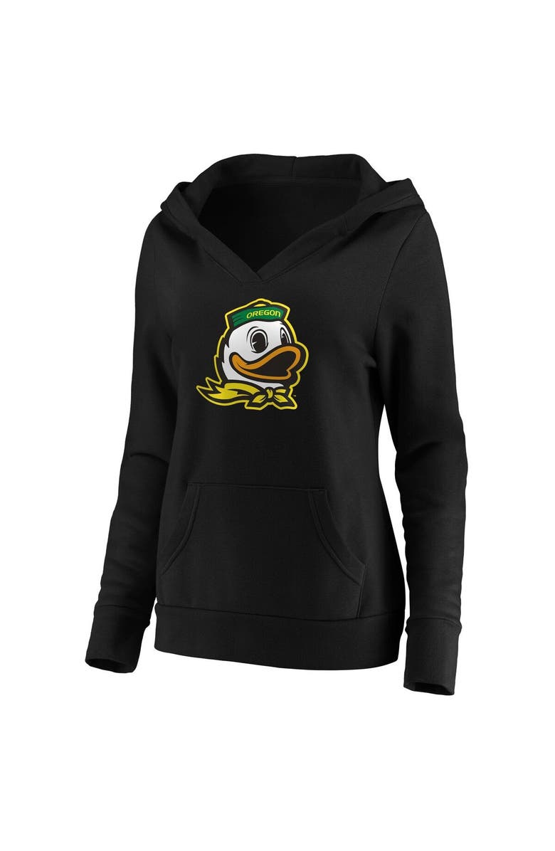 FANATICS Women's Fanatics Branded Black Oregon Ducks Primary Logo V-Neck Pullover Hoodie, Alternate, color,
